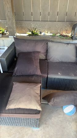 Outdoor Wicker Sectional Sofa with Ottoman