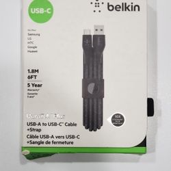 Brand New: Belkin Braided 1.8M USB-C Charging Cable