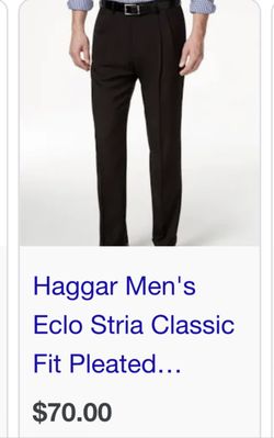 Haggar Mens Eclo Stria Pleated Classic Fit Dress Pants Brand New for Sale  in Parma, OH - OfferUp