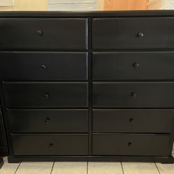 Dresser Black Finish heavy duty With EXTRA SUPPORT made from PINEWOOD JUMBO 10 DRAWERS DRESSER. NOBODY BEATS OUR PRICES.