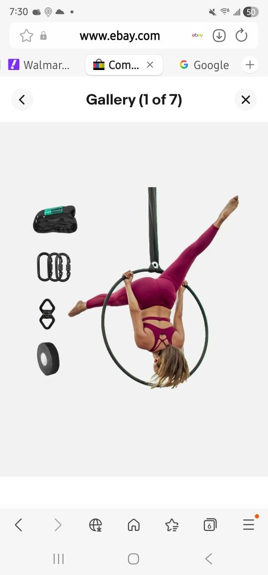 runner deer Complete Lyra/Aerial Hoop/Aerial Rings Set,Include lyra,carabiners, Swivel, and spanset (35"(90), Single tab)