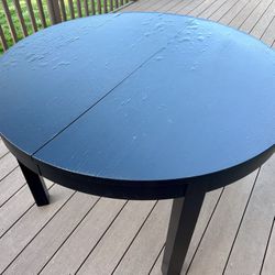 Black Rounded Extendable Dining Table