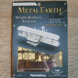 NEW Metal Earth Wright Brothers Airplane 3D Laser Cut Model Art Craft Build Up Steel Puzzle