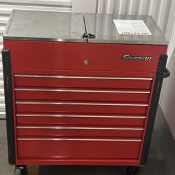 Snap-on Tools 40" Sliding Lid Eight-Drawer Stainless Lid Shop Cart (Red) 