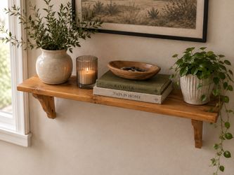Vintage Rustic Wood Wall-Mounted Floating Shelf