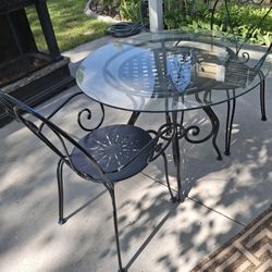 Patio Set Metal And GLASS  36 INCH 3 PIECE 