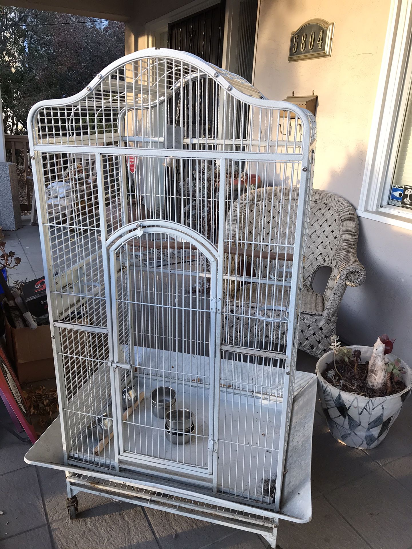 Large White Iron Bird Cage