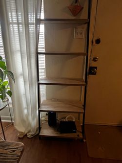 5 shelf leaning bookcase