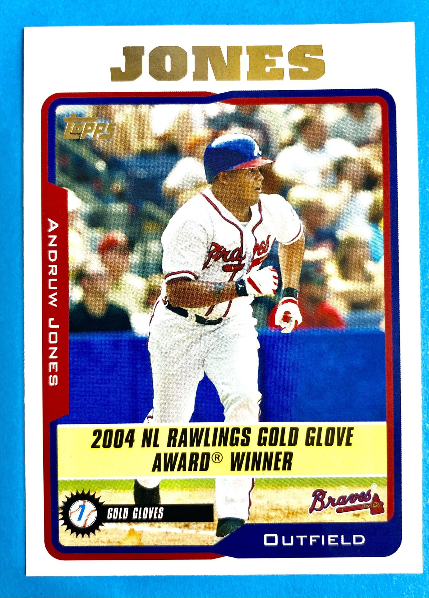 Andruw Jones 2005 Topps “2004 NL Rawlings Gold Glove Award Winner” Card