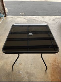 Square Outdoor Patio Table with Glass Top