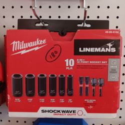 Milwaukee New 2 In 1 12 Point Socket Set 10 Pcs