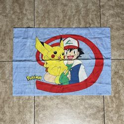 Vintage 1998 POKEMON Ash & Pikachu Double Sided Pillowcase