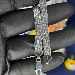 Braided 7.5 Inch Silver Italian 925 New