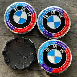 BMW White Blue Red 56MM Wheel Center Caps 5x112