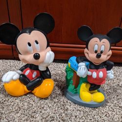 2 Mickey Mouse Banks-Vintage Disney