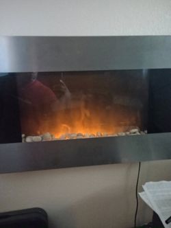 Like New Wall Mounted Electric Fireplace With Remote