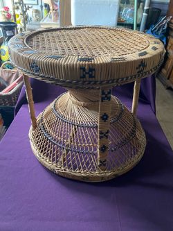 Ratan table 17” tall , 19” Across