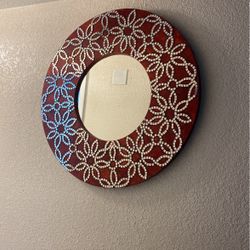 Espejo Con Vordo Rojo Vino