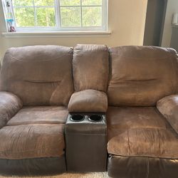 Double Recliner With Cup holders And Storage Space