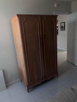 Vintage Wood Armoire Wardrobe Cabinet