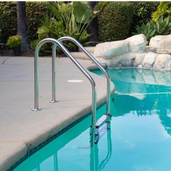XtremepouwerUS 3-Step Swimming Pool Ladder, Non-Slip Steps Ladder, In-Ground Stainless Steel Step for Indoor/Outdoor Pool, Easy Assembly and Climbing 