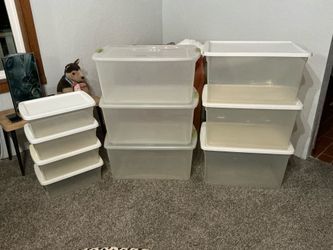 Clear Storage Boxes Lot of 10 6-Large 4-Small