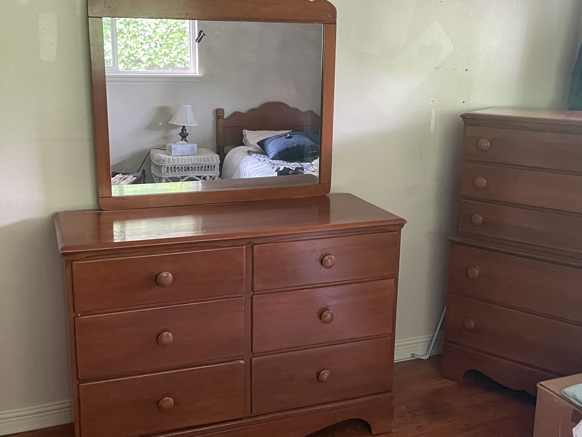 1950s Wood dresser with mirror
