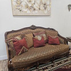 Three piece couches Three piece table said two ends Tables and a coffee table 