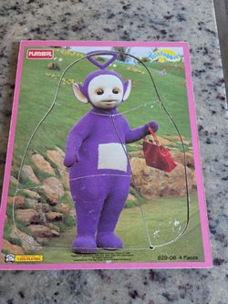 Vintage 1998 Playskool Teletubbies Tinky Winky 4 Piece Board Puzzle Purple