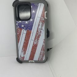 For iPhone 12 Pro Max USA Flag Camo Belt Clíp Case 