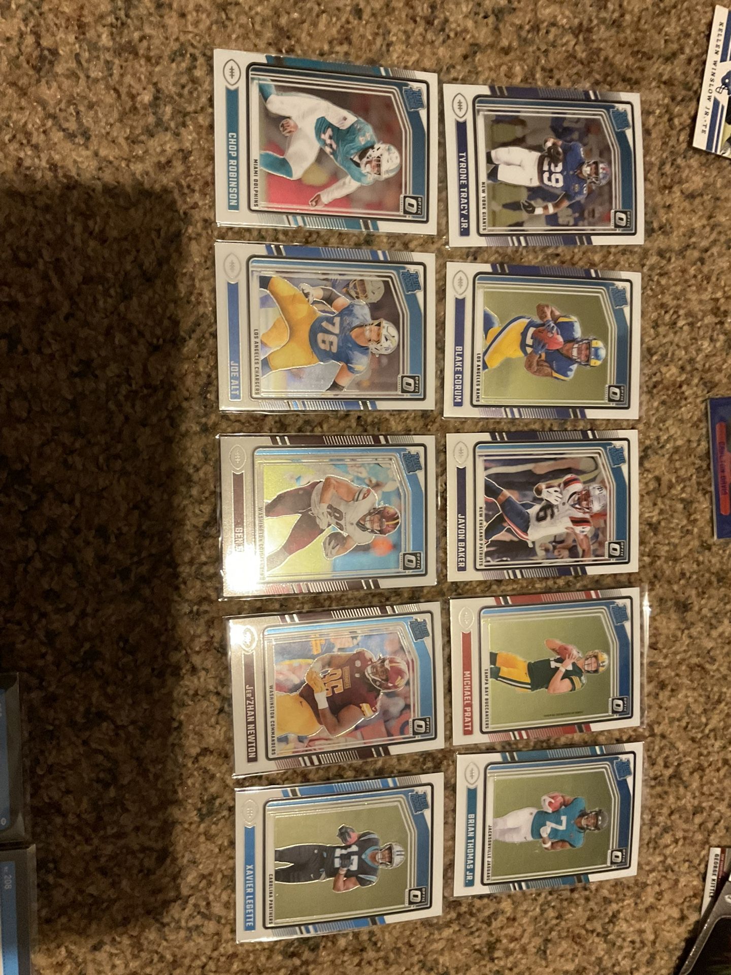 10 Donruss Optic 2024 Rookie Football Cards With Brian Thomas, Tyrone Tracy, Blake Corum, Etc