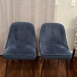 Blue Suede Chairs  ( 4 Chairs )