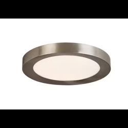Home Decorators Calloway 15 in. Brushed Nickel Selectable LED Flush Mount Light