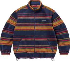 Supreme Stripe Zip Up Fleece Jacket Size XL