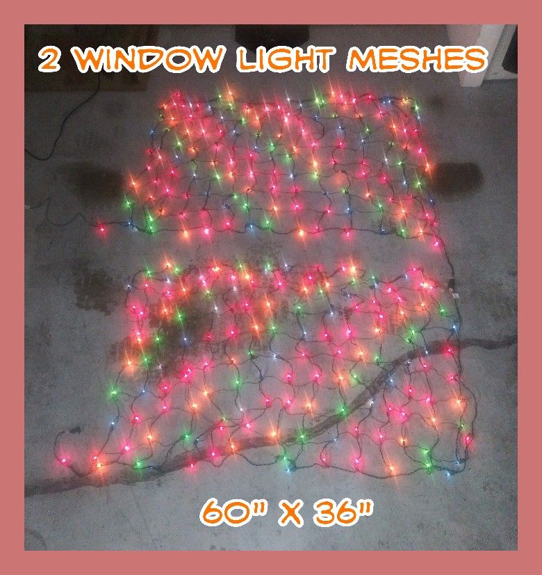 2 Led light meshes to decorate windows, balconies and more.  (Each measure 60 "x 36")