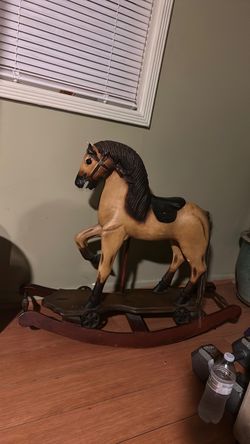 Vintage Wooden Rocking Horse with Wheels
