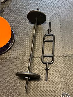 Curling bar and triceps bar with 180lbs of weights
