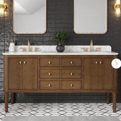 Collette 72 in. Double Sink Cinnamon O ak Bath Vani