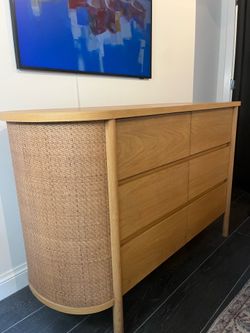 Crate & Barrel 56" Natural Wood Kids Dresser