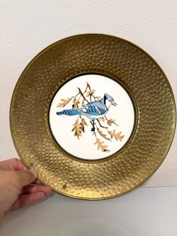 Decorative Plate with Blue Jay Design