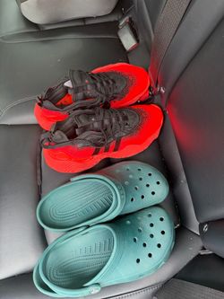 Size 8 men basketball shoes with crocs great condition both for 60.00