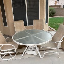Glass Top Patio Table And 4 Chairs