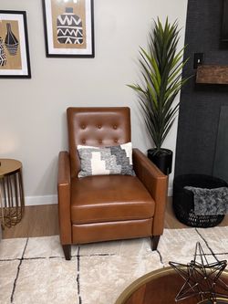 Set of 2 Cognac Faux Leather Reclining Chairs