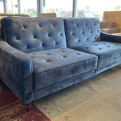 Velvety Cobalt Transitional Sleeper Sofa