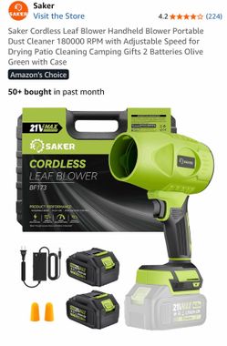 Saker Cordless Leaf Blower Handheld Blower Portable Dust Cleaner 180000 RPM with Adjustable Speedfor