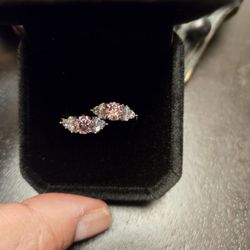 Pink Moissanite Earrings