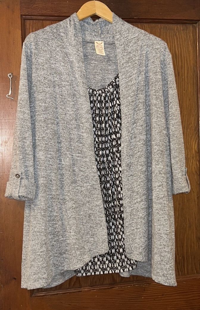 Faded Glory: Heather Grey Combo Top, Size: 2X (18W - 20W)
