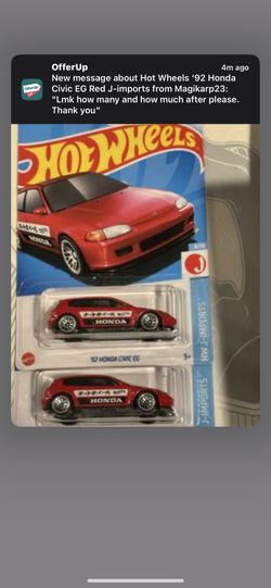Hot Wheels ‘92 Honda Civic EG Red J-imports