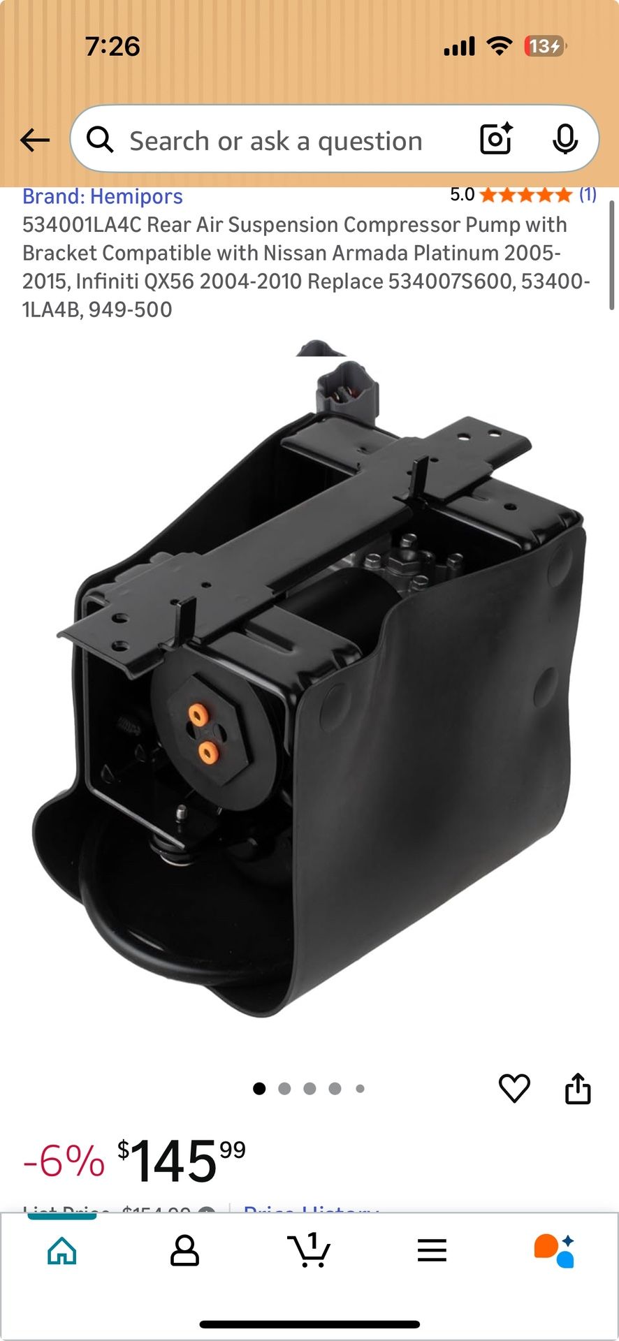 Armada / QX56 Rear Air Suspension Compressor Pump with Bracket