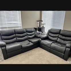 Dark Grey Sectional Couch Set Recliner Free